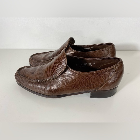 FLORSHEIM Imperial Loafer Mens Sz 11 Brown Dress Shoes Alligator Exotic Leather - Picture 3 of 12